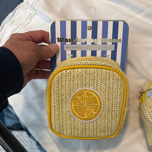 Wandering Moon Yellow and Cream Woven Cosmetic Bag Set - Picture 4 of 5